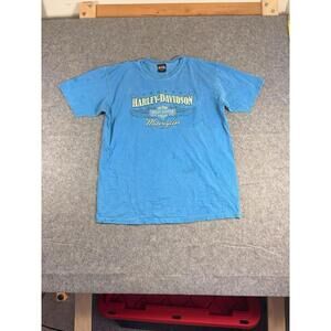 Vintage Harley-Davidson Distressed T-Shirt Barnett El Paso Texas Blue XL